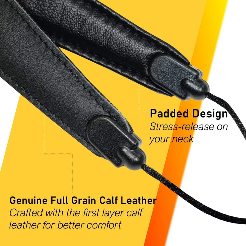 Libretto Premium Neck Padded Sax Strap, Black, Soft Genuine Leather, Easily Adjustable, Less Stressed, Swivel Snap, Comfy, Designed for Alto/Tenor/Baritone/Soprano! Great Gift for all Saxophonists! - Image 2